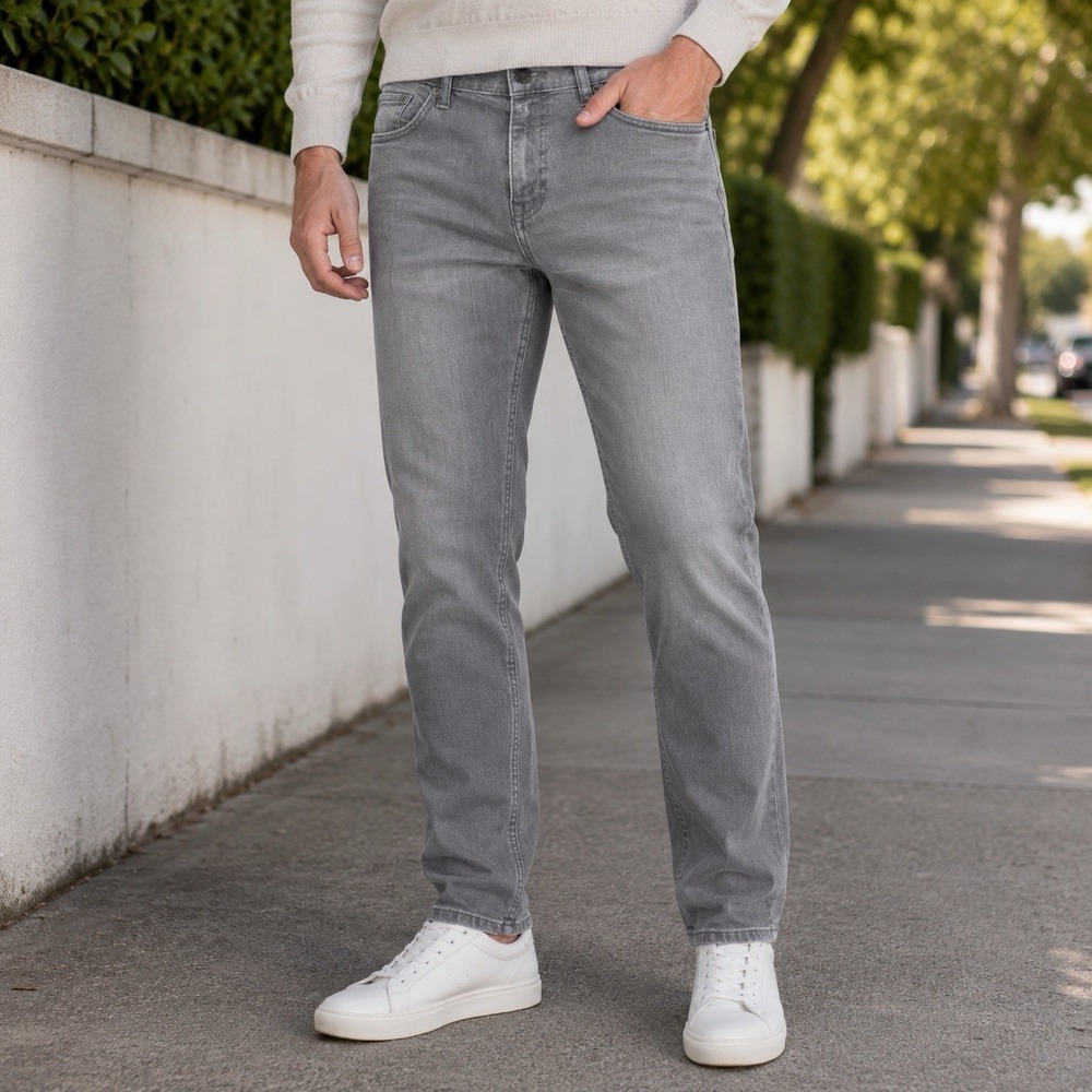 Banana Republic Slim Light Gray Jeans‎ Capsule Comfort Preppy Chic Minimalist 33